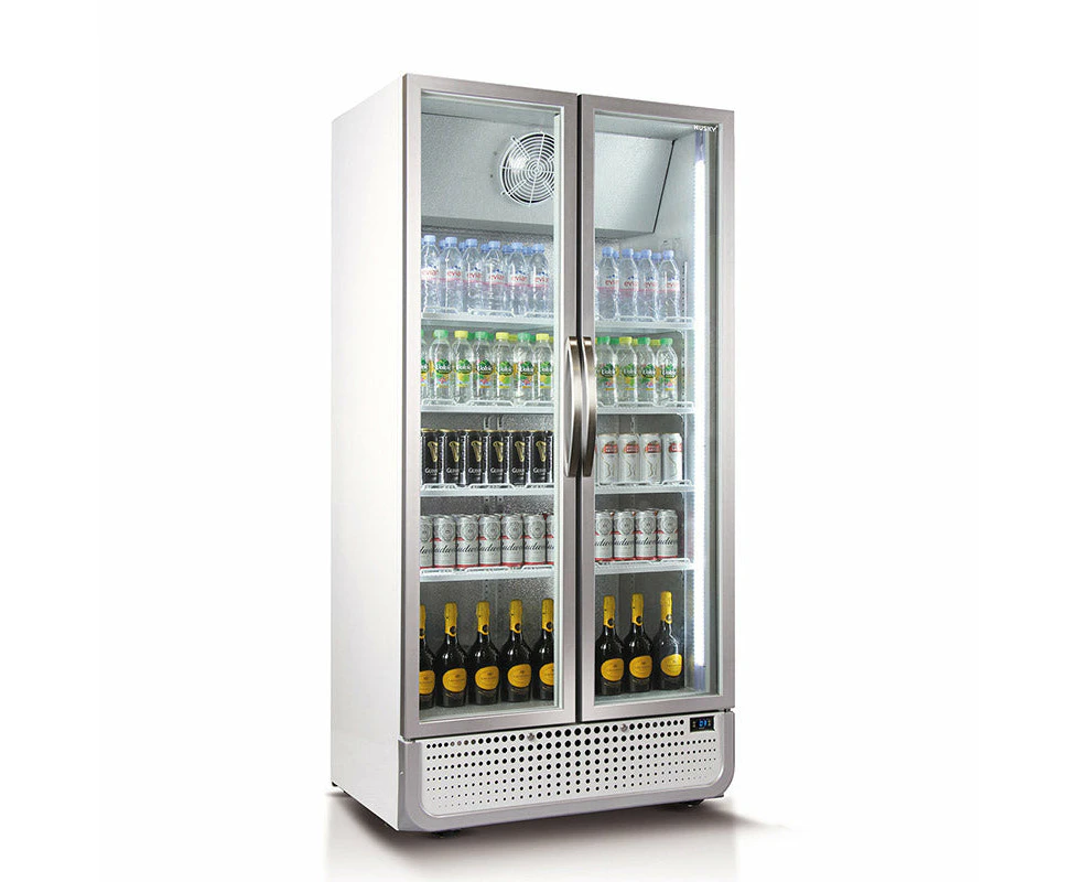 Husky 795L Double Glass Door Commercial Fridge in White (C8PRO-H-WH-AU)