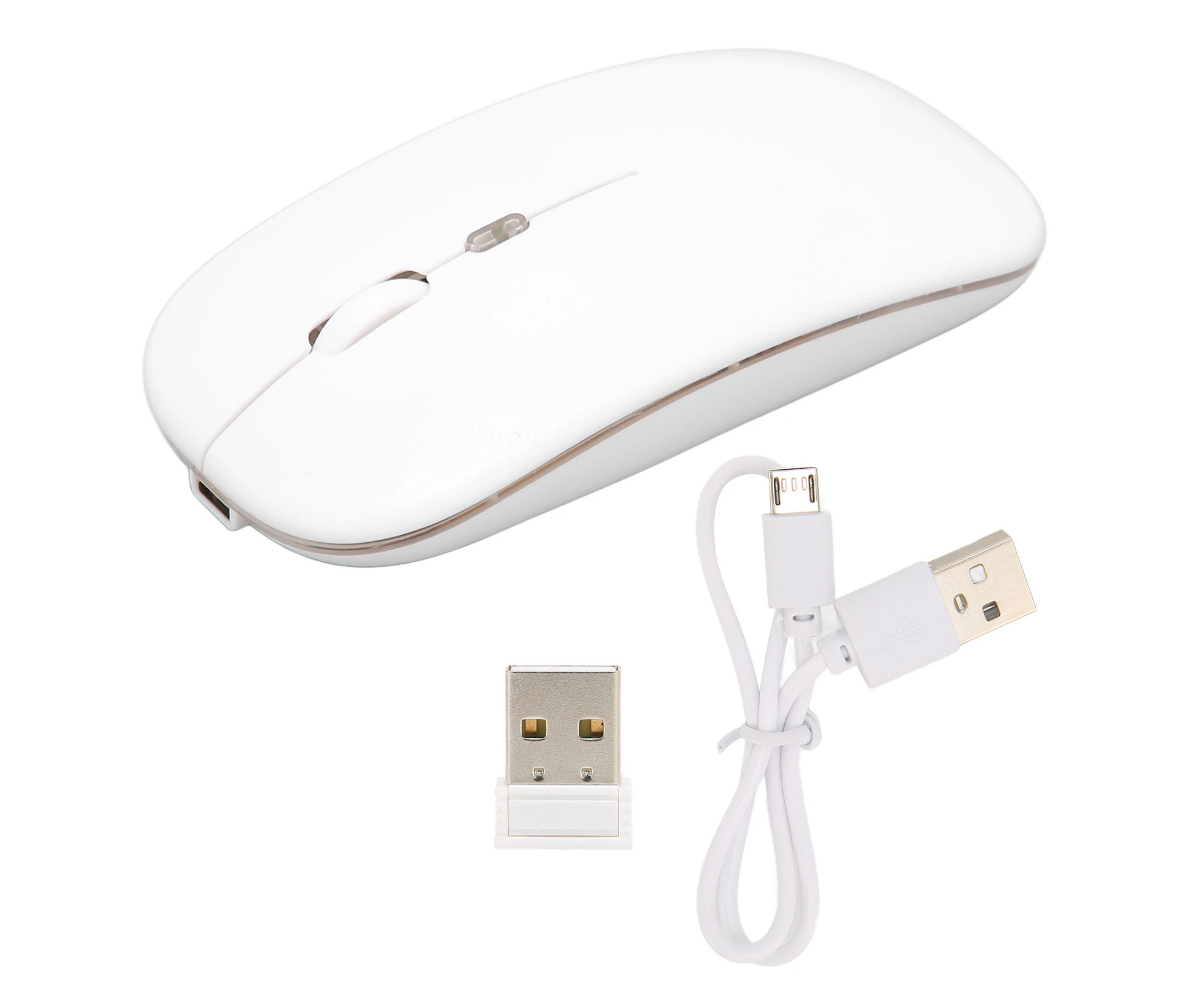 LED 2.4GHz Wireless Mouse, Adjustable DPI USB Charging Anti Fingerprint Silent Mouse Wireless for Laptop - White