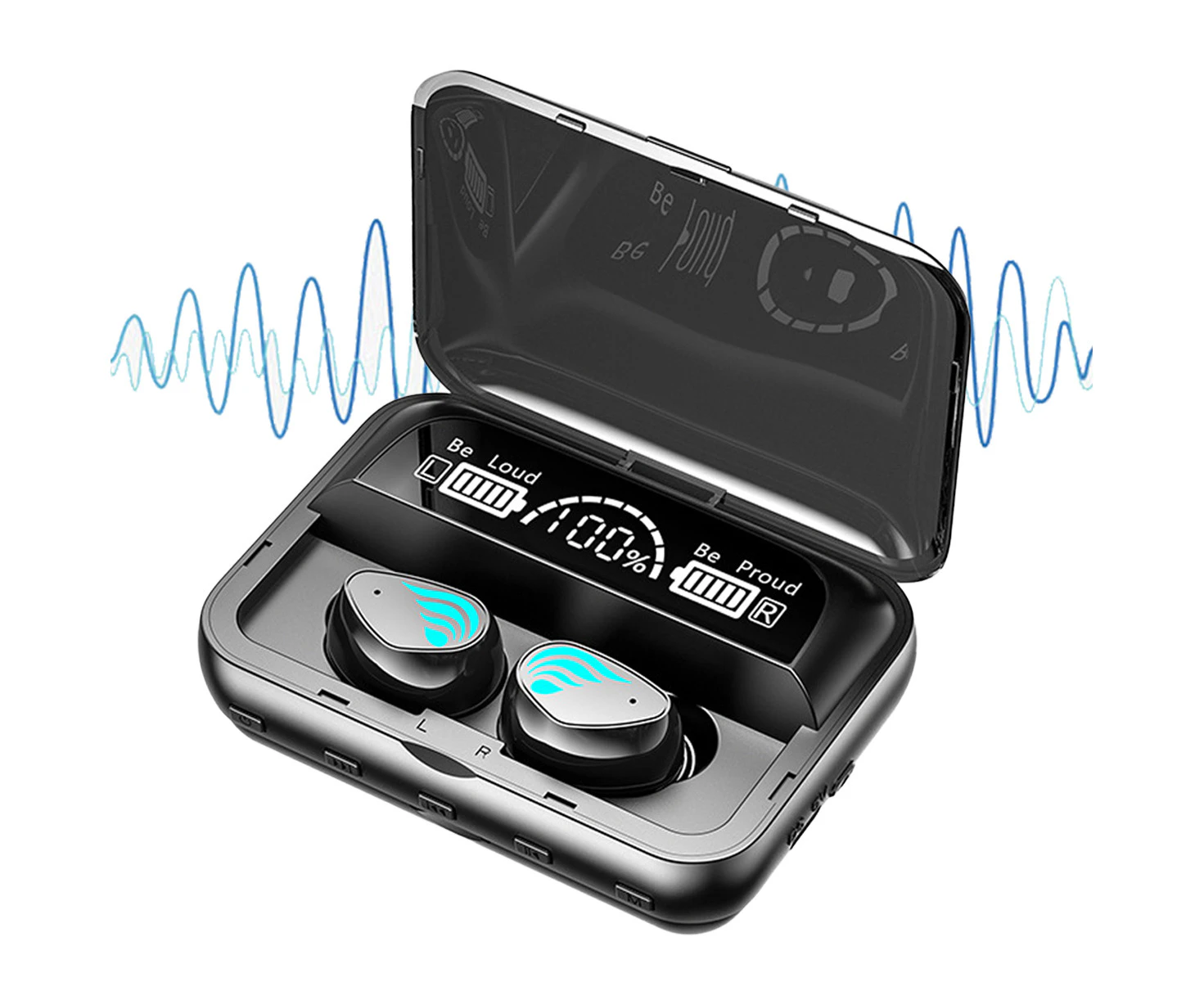 TWS Wireless Bluetooth Earbuds with LED Flashlight, Noise Cancelling