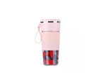 Portable Juice Blender Cup with 6 Blades Ice Crusher & USB Rechargeable - Pink