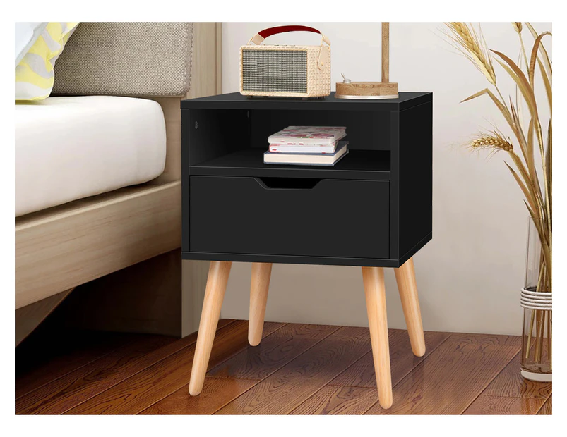 ALFORDSON Bedside Table Nightstand Side Storage Cabinet Scandinavian Black