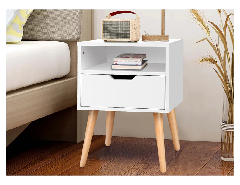 ALFORDSON Bedside Table Nightstand Side Storage Cabinet Scandinavian White