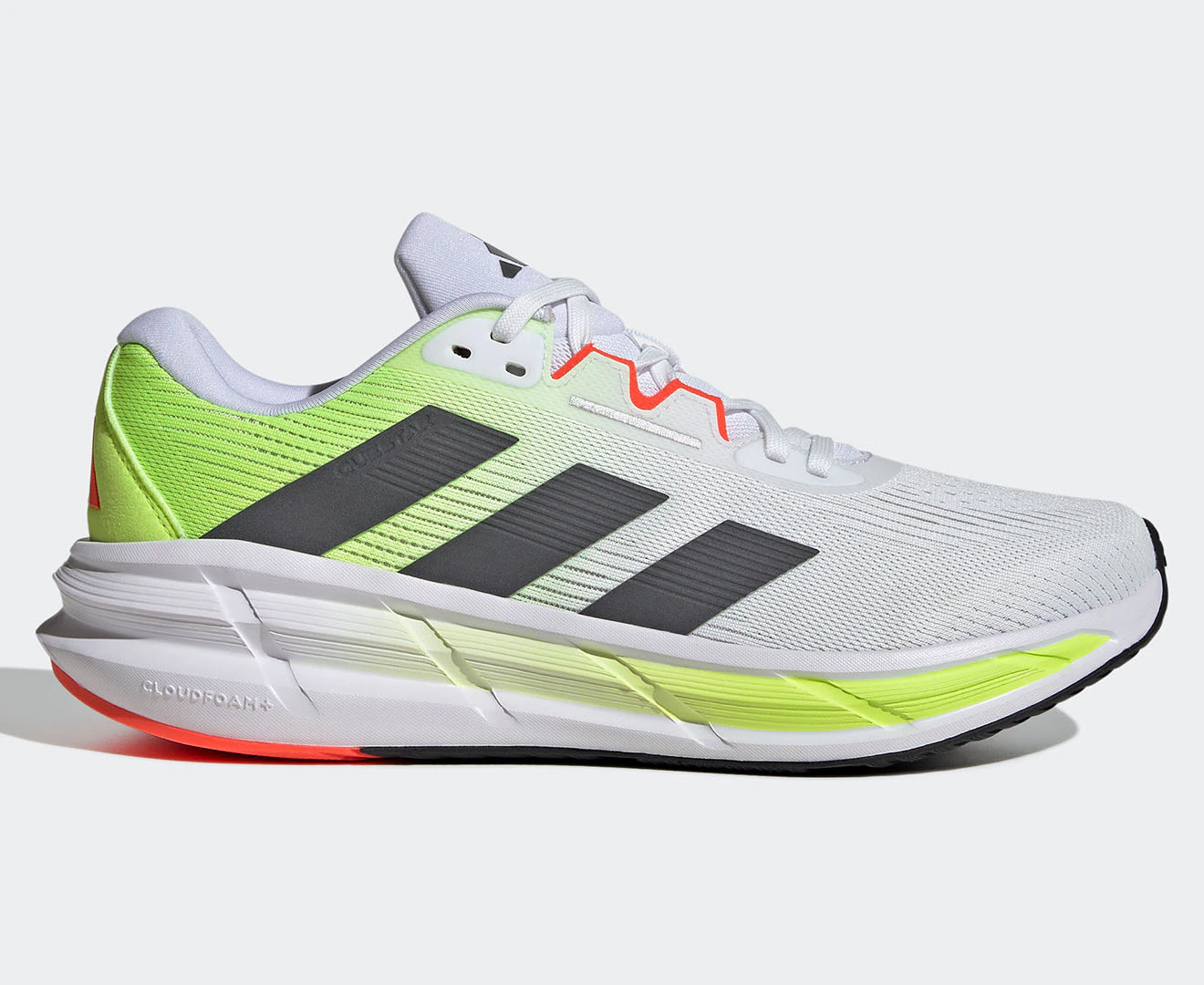 Adidas Men's Questar 3 Running Shoes - Cloud White/Grey Five/Lucid Lemon