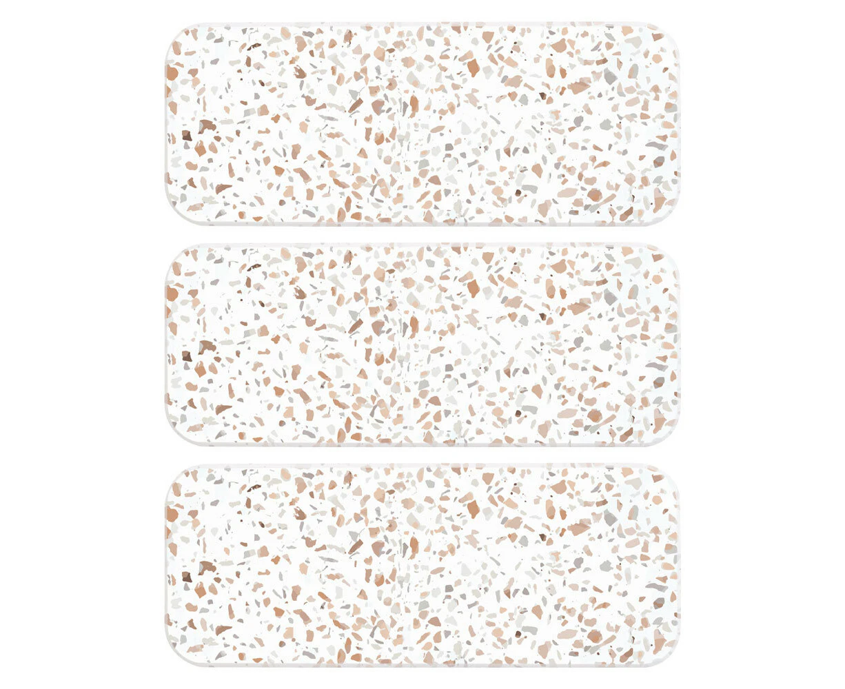 3x Ardor Dri Stone 28cm Sink Mat Home/Kitchen Organiser/Rack Rectangle Terrazzo