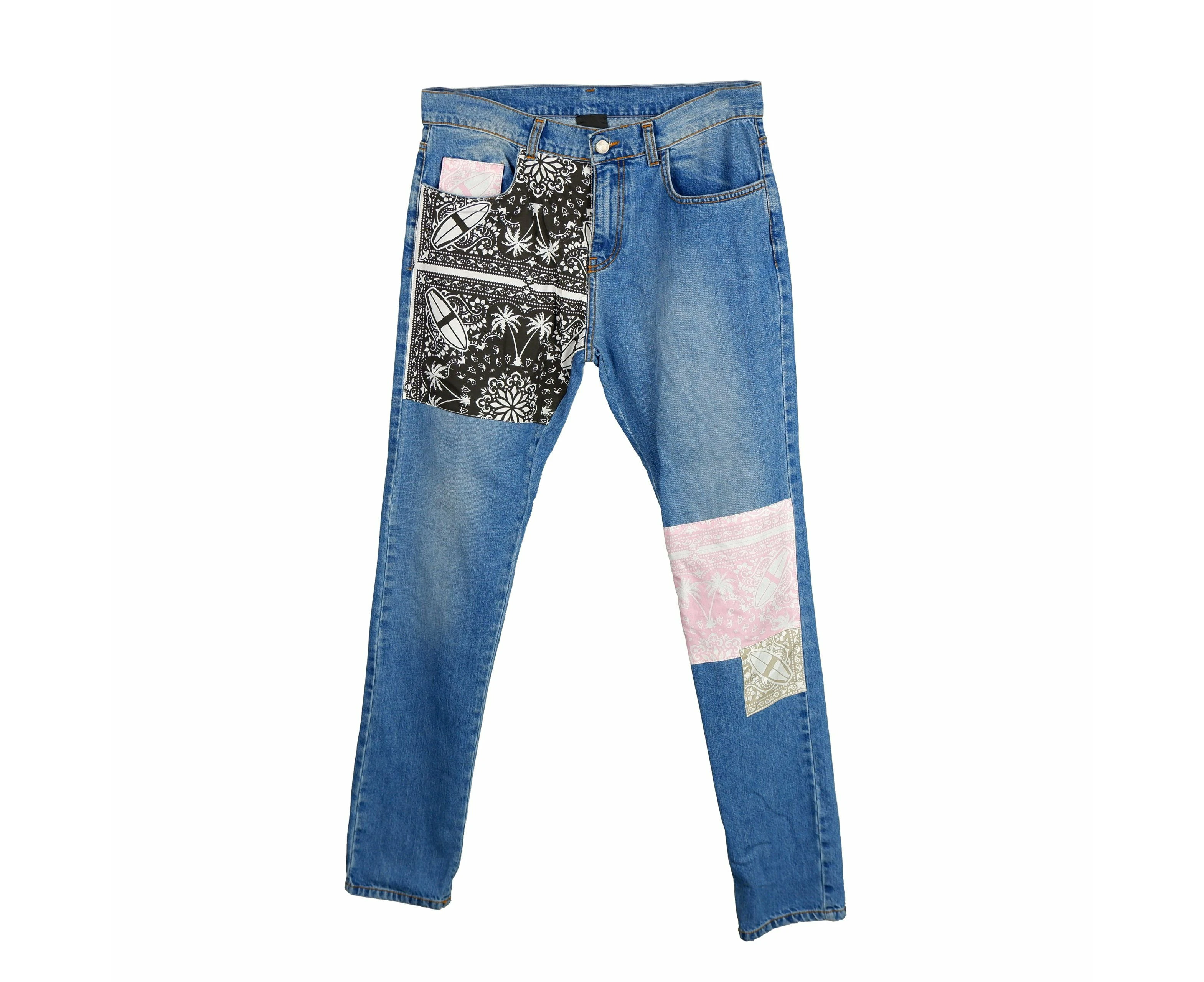 Comme Des Fuckdown Abstract Patchwork Men's Designer Jeans