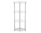 4-Tier Corner Storage Organizing Caddy Stand for Bathroom Vanity Countertops Free Standing  2 Shelves Clear