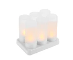 6pcs/set Rechargeable LED Flickering Flameless Candles Tealight Candles Lights with Frosted Cups Charging Base Yellow Light AC100-240V