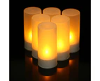 6pcs/set Rechargeable LED Flickering Flameless Candles Tealight Candles Lights with Frosted Cups Charging Base Yellow Light AC100-240V