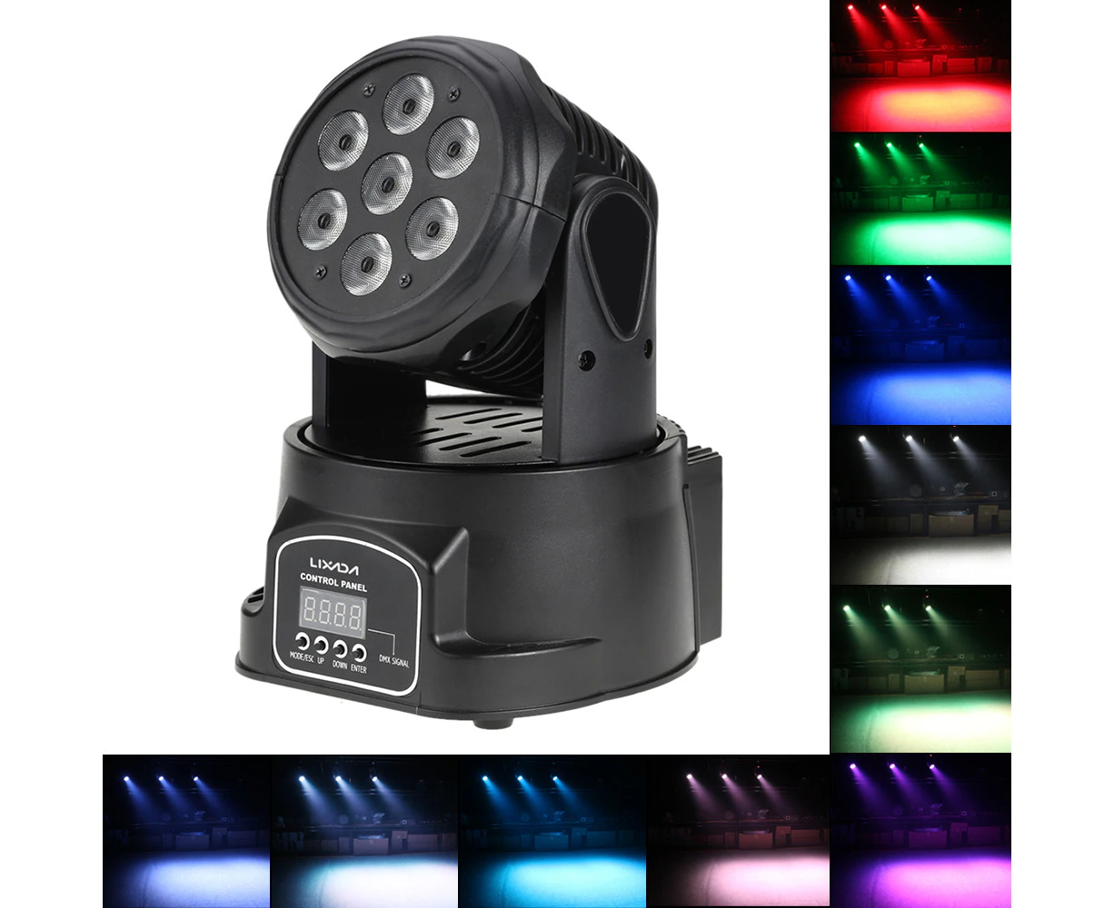 Lixada DMX-512 Mini Moving Head Light 4 In 1 RGBW LED Stage Ligfht Lighting Strobe Professional 9/14 Channels Party Disco Show 105W AC 100-240V Sound Activ