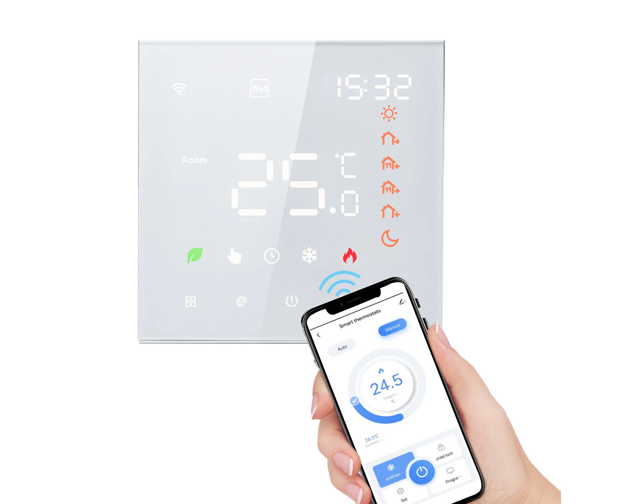 Smart Tuya WiFi Thermostat Voice Control 3A Digital Programmable LCD Display Touchscreen Underfloor Heating Temperature Controller Digital Intelligent Wall