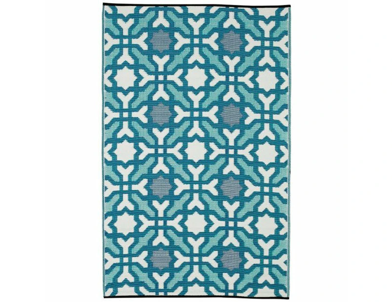 Seville Blue Multicoloured Modern Recycled Plastic Reversible Outdoor Rug