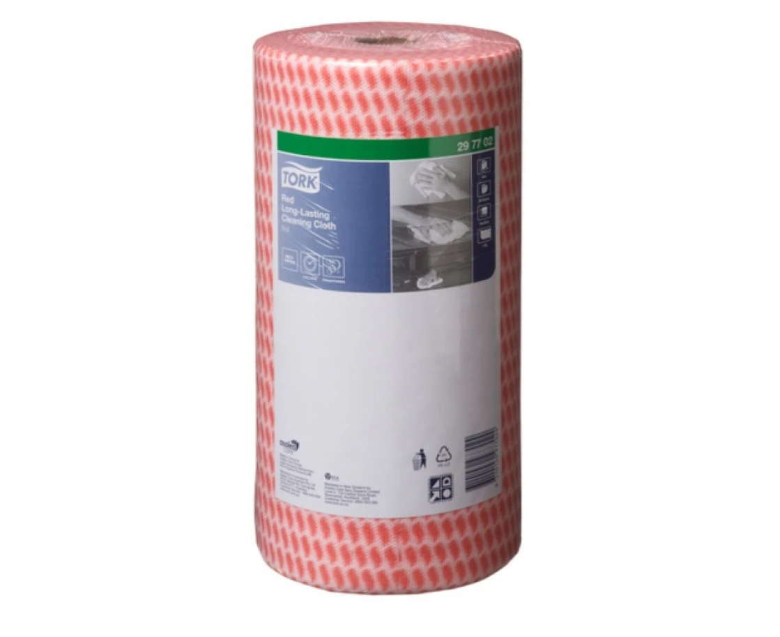 Tork 297702 Red Cloth Roll Heavy Duty Carton (4 Rolls)