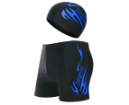 Blue Mens Summer Swim Shorts Swimwear Swimming Underwear Boxer Pants Beach Cap