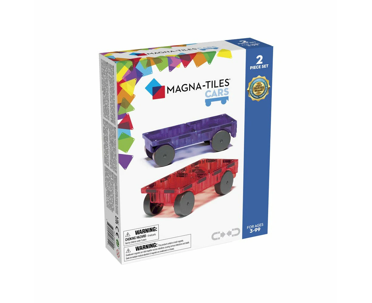 MAGNA-TILES - Cars - 2 Piece Expansion Set - Purple & Red