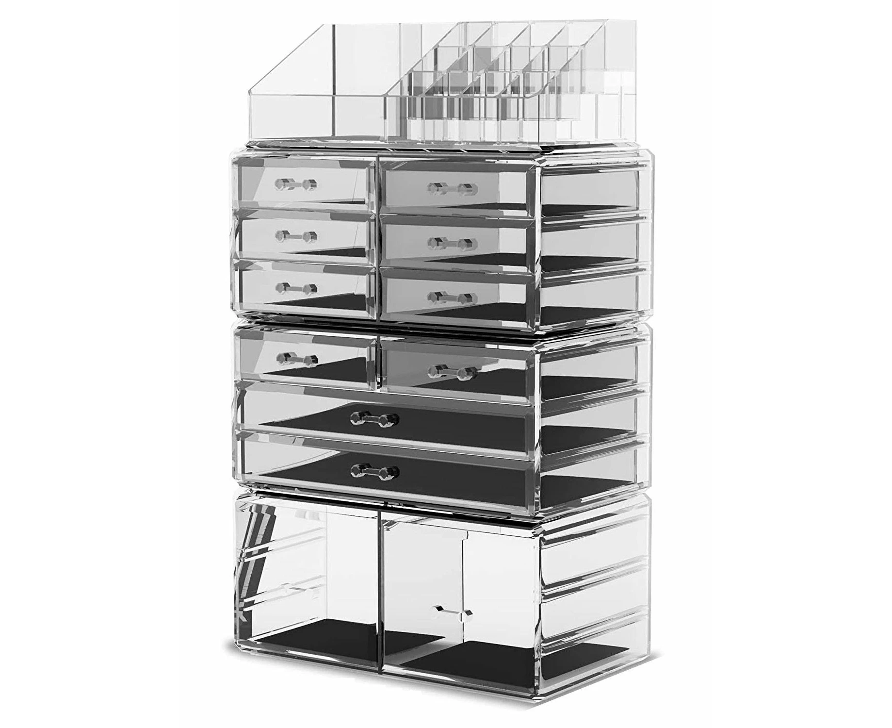 Makeup Cosmetic Organizer Storage with 12 Drawers Display Boxes (Clear)