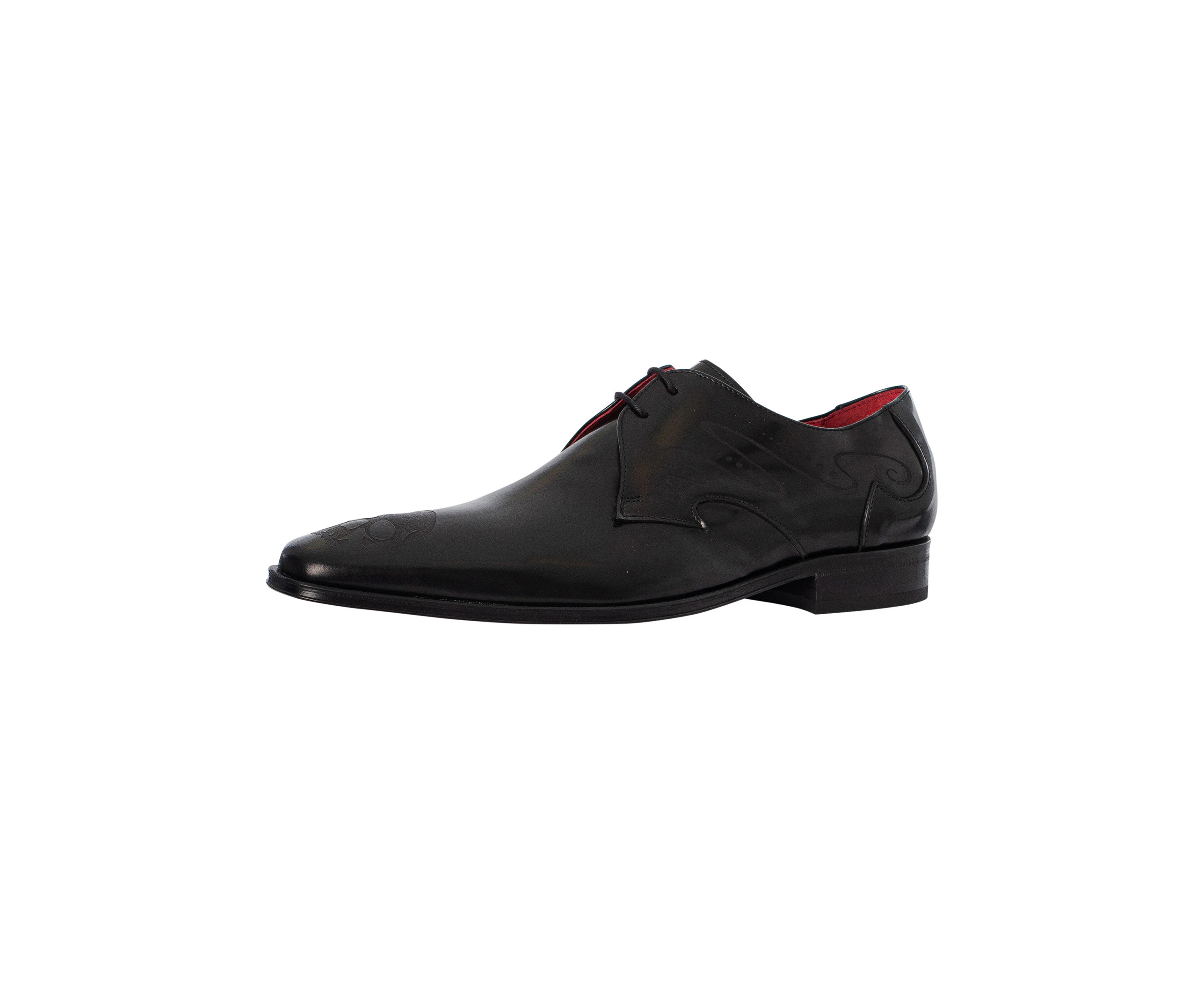 Jeffery West Men's Skull Derby Polished Leather Shoes - Black