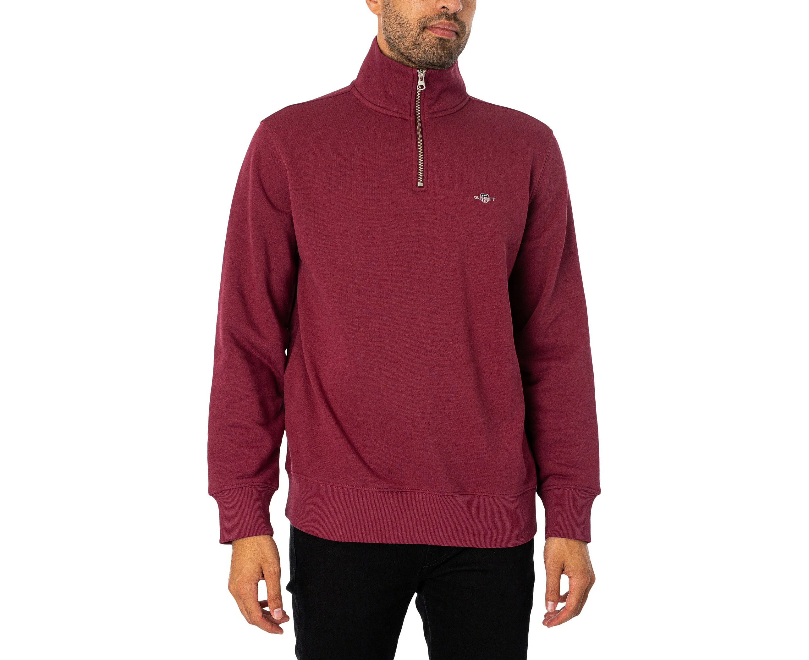 GANT Men's Regular Shield Half Zip Sweatshirt - Red