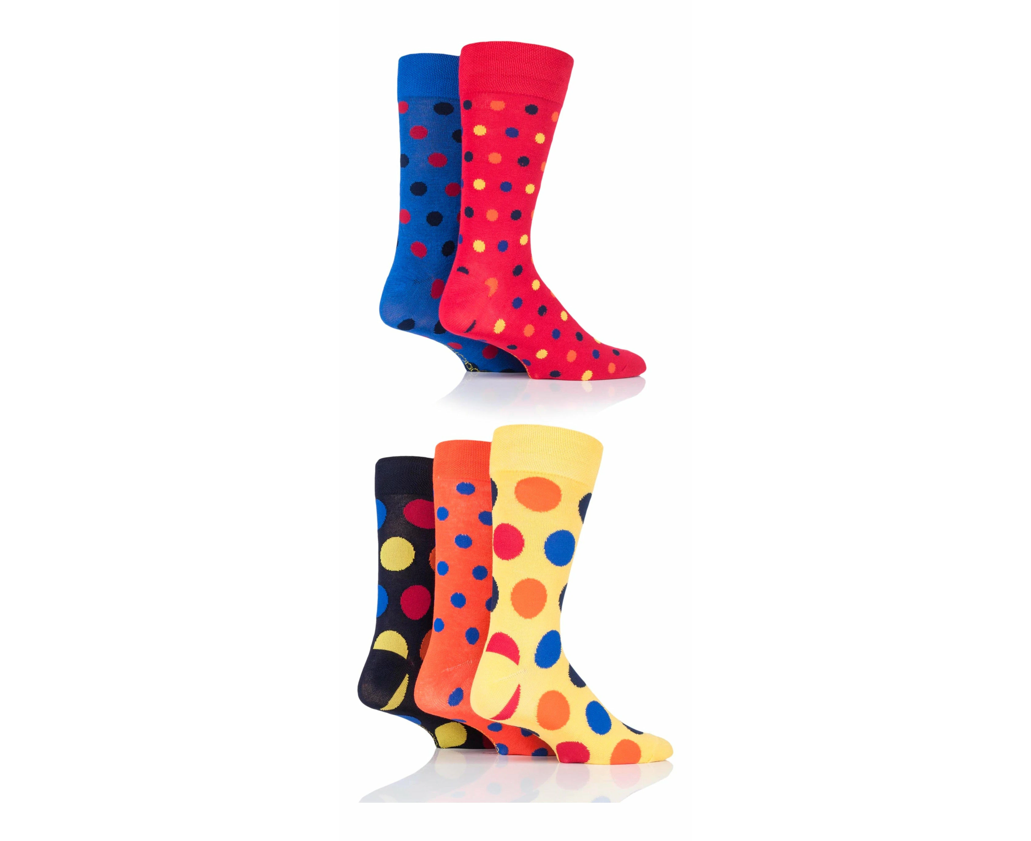 SOCKSHOP 5PK  Spot Bamboo Socks-Mens 7-11 - Dot Classic Bright