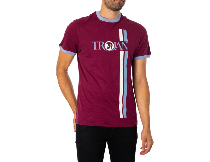 Trojan Men's Twin Stripe Logo T-Shirt - Red