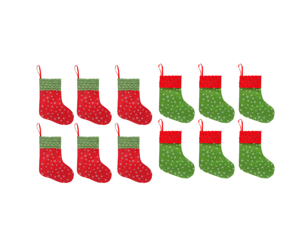 12Pcs Snowflake Christmas Stockings for Home Christmas Tree Party Decor