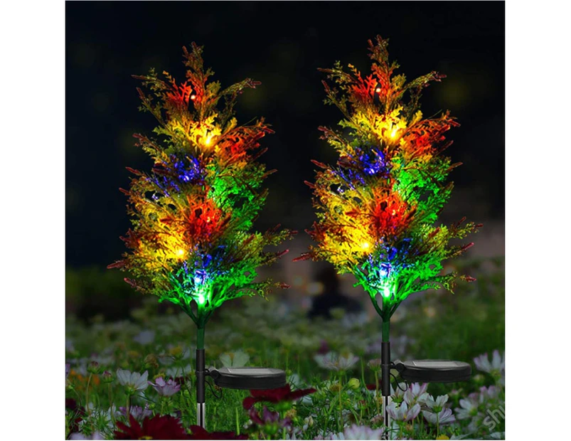 2pcs Solar Christmas Tree Lights Pathway Stakes Pine Light for Garden Yard Decor