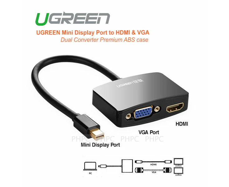 Ugreen 4k Mini Displayport To Hdmi / Vga Adapter Black (10439)