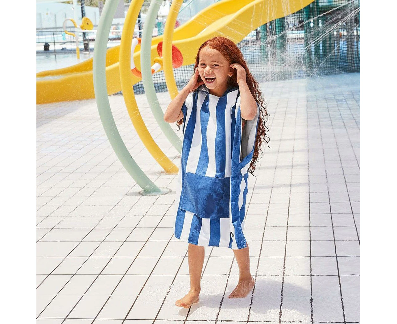 Dock & Bay KIDS Poncho Hooded Towel -Mini Cabana Collection-Whitsunday Blue M (8-10yrs)