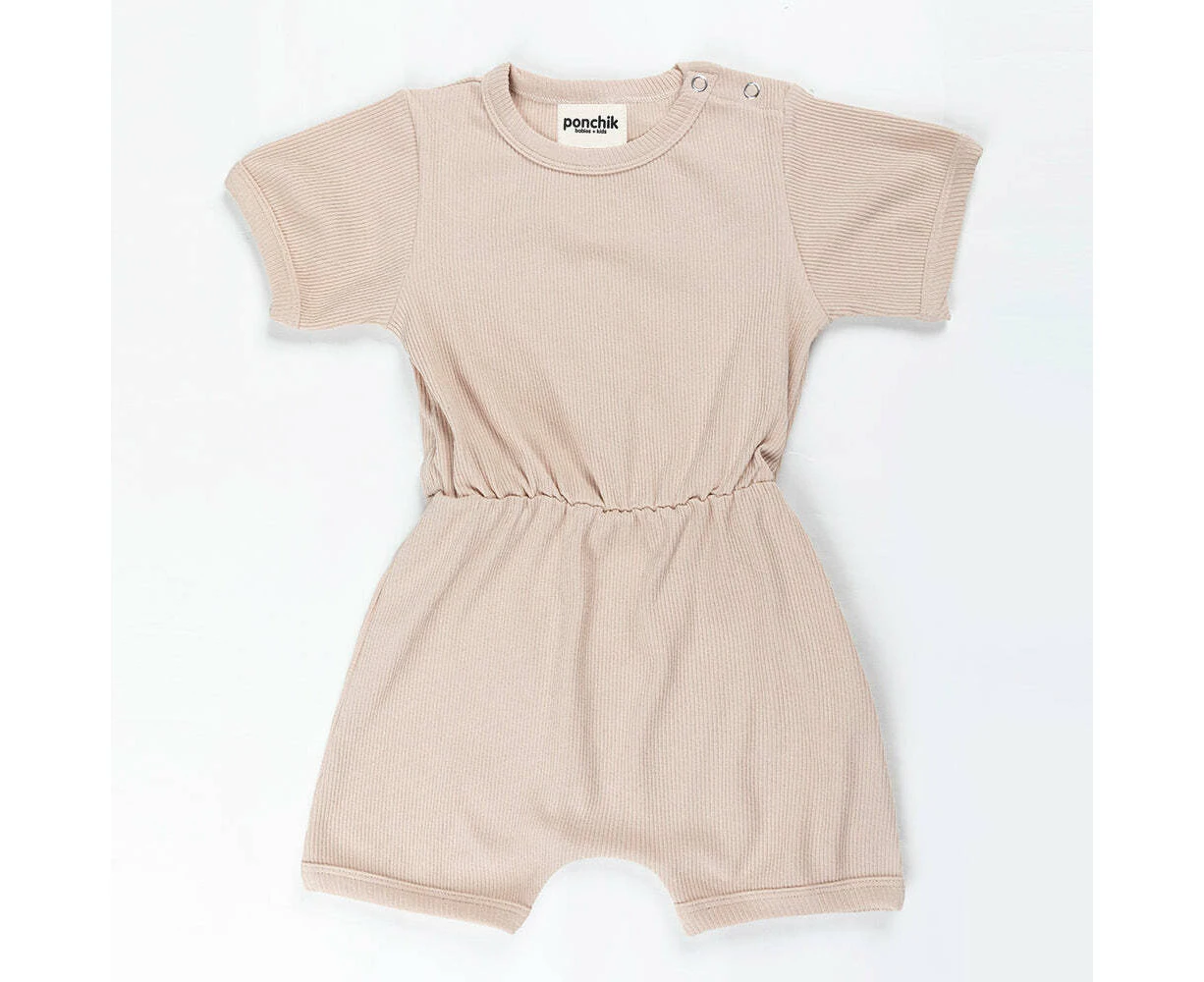 Ponchik Babies + Kids - Ribbed Cotton Romper - Sugar Cookie