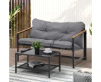 Livsip 2 Piece Outdoor Patio Sofa Set Garden Lounge Setting Furniture