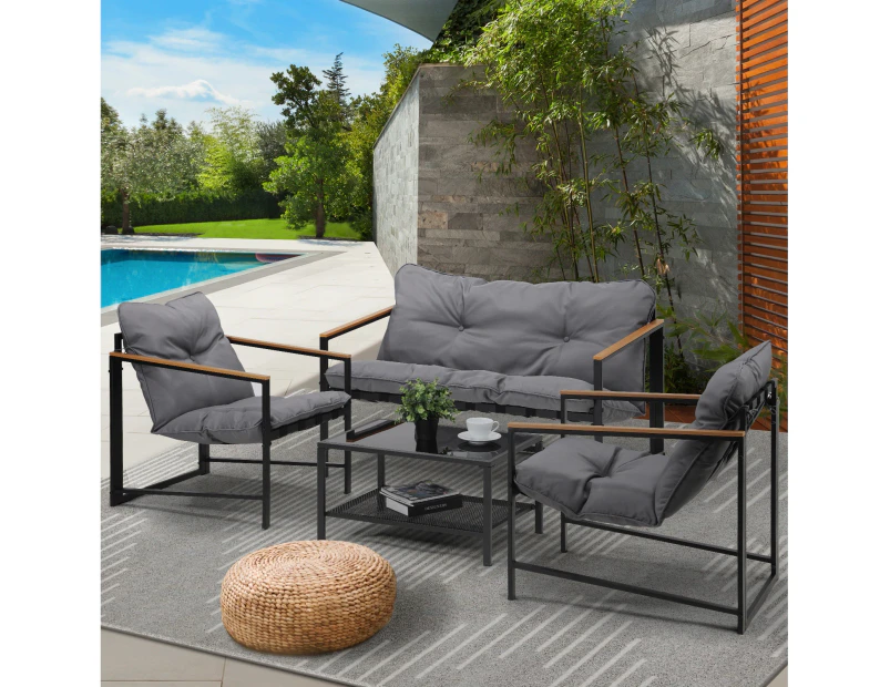 Livsip 4 Seater Outdoor Lounge Sofa Furniture Setting Garden Patio Chairs Table