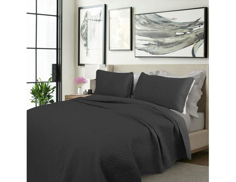 Shangri La 3 Pce 2000TC Grey Cooling Embroidered Comforter Bedspread King