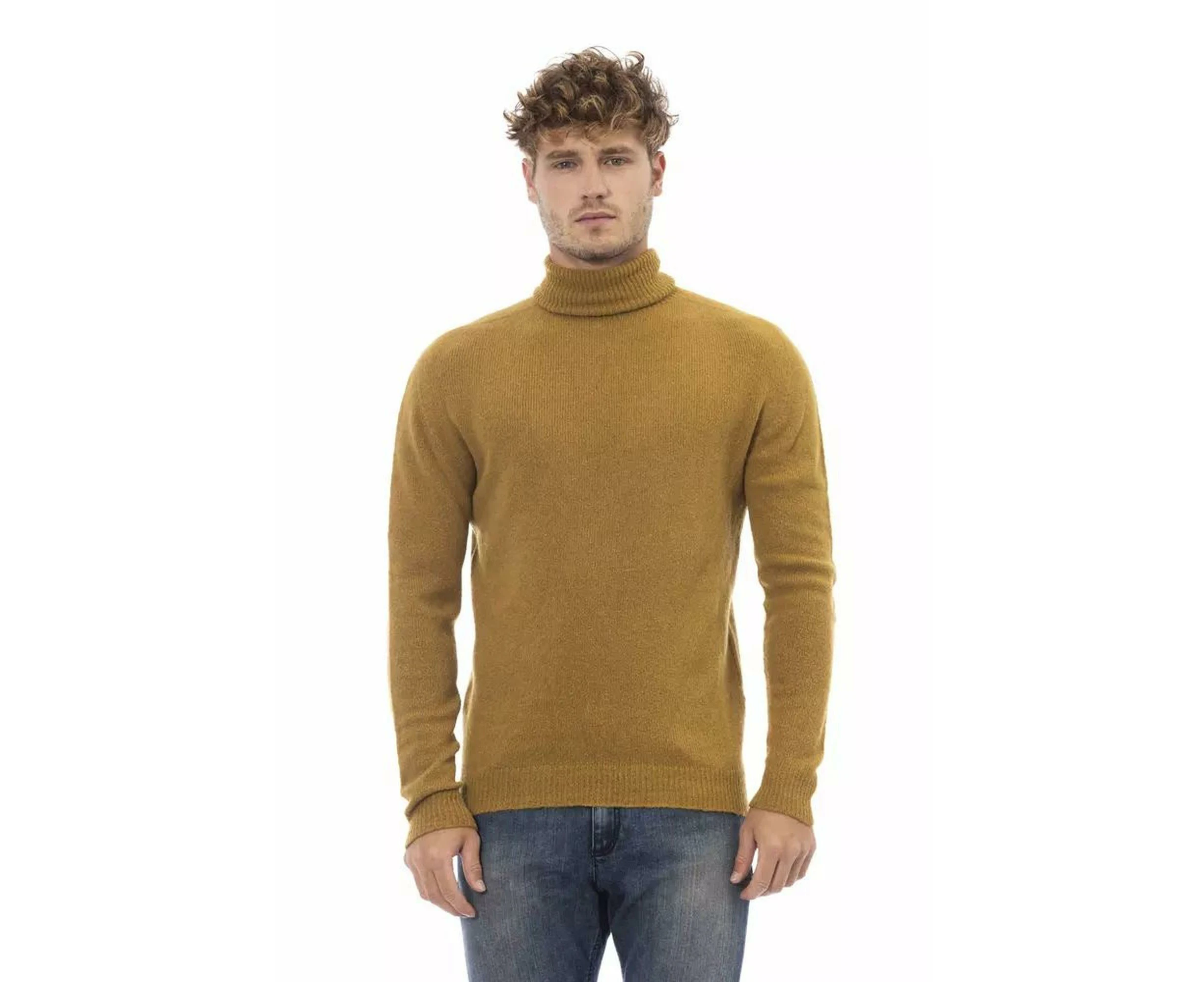 Alpaca Turtleneck Sweater with Fine Rib Collar