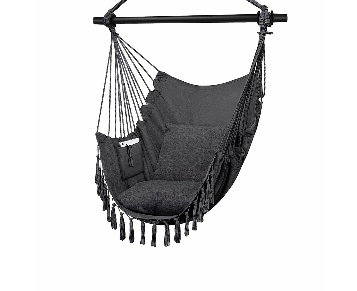 HYPERANGER Hammock Chair Hanging Rope Swing with 2 Cushions