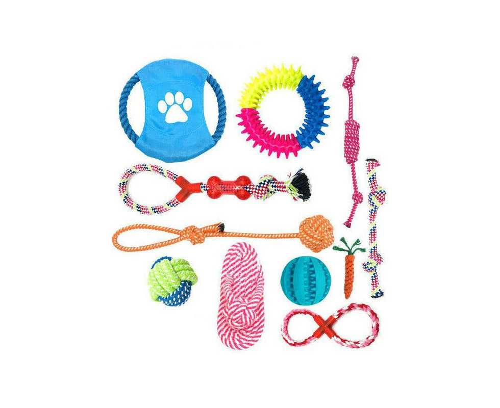 11Pcs Durable Cotton Rope Pull Teeth Clean Chew Toy Set for Dogs and Cats