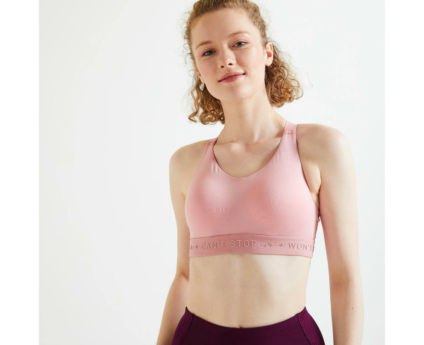 Domyos High Support Sports Bra - Old Pink