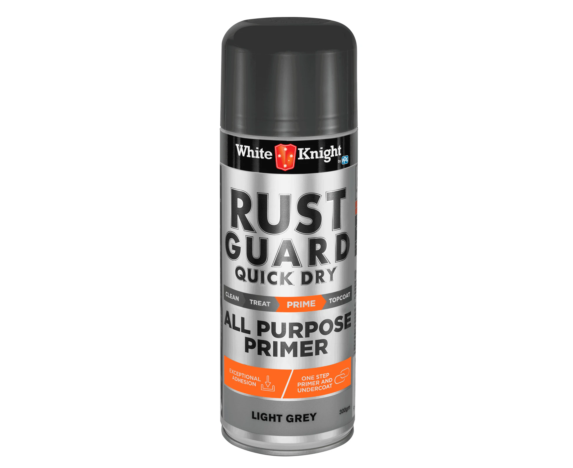 White Knight 300g Rust Guard Quick Dry All Purpose Primer Spray Paint - Light Grey