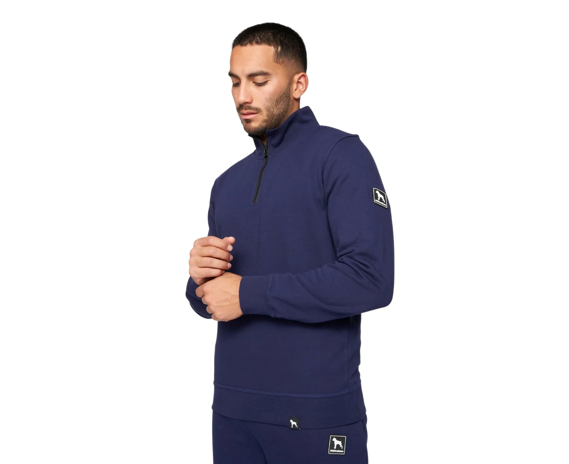 One True Saxon Mens Dexon Quarter Zip Pullover (Navy) - BG1617