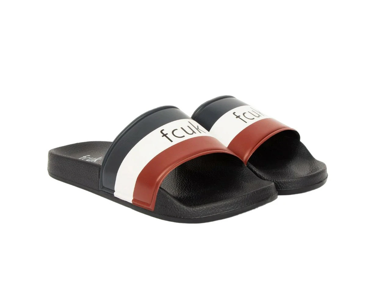 FCUK Mens Stripe Sliders (Marine/White/Red) - BG1603