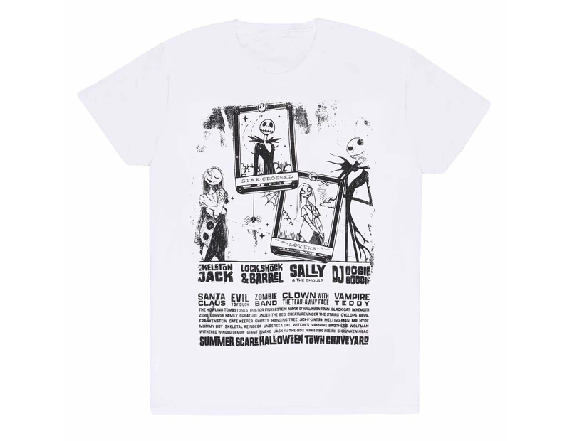 Nightmare Before Christmas Unisex Adult Monochrome T-Shirt (White/Black) - HE2288