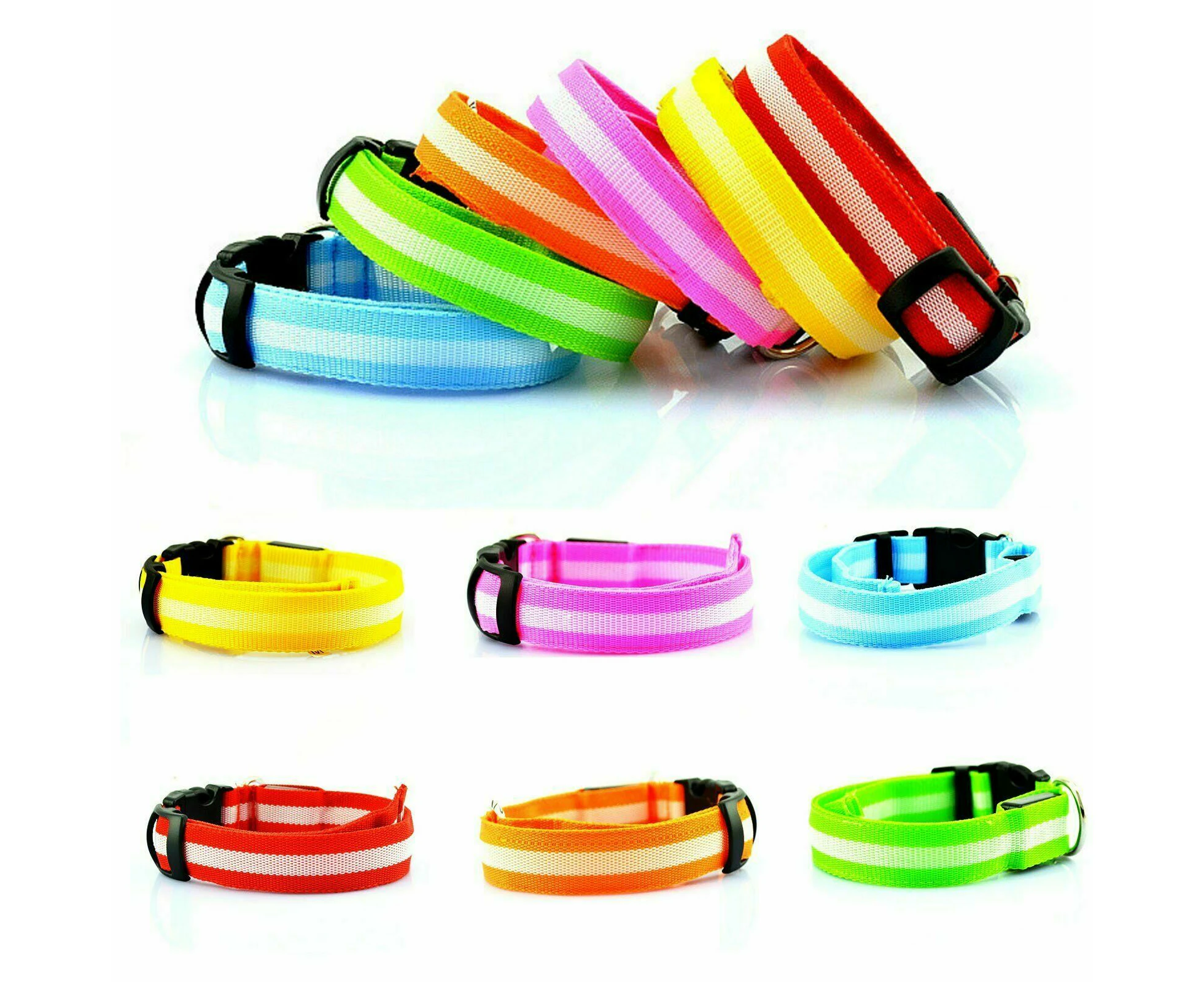 USB Rechargeable Safety Light LED Pet Dog Collar - Orange