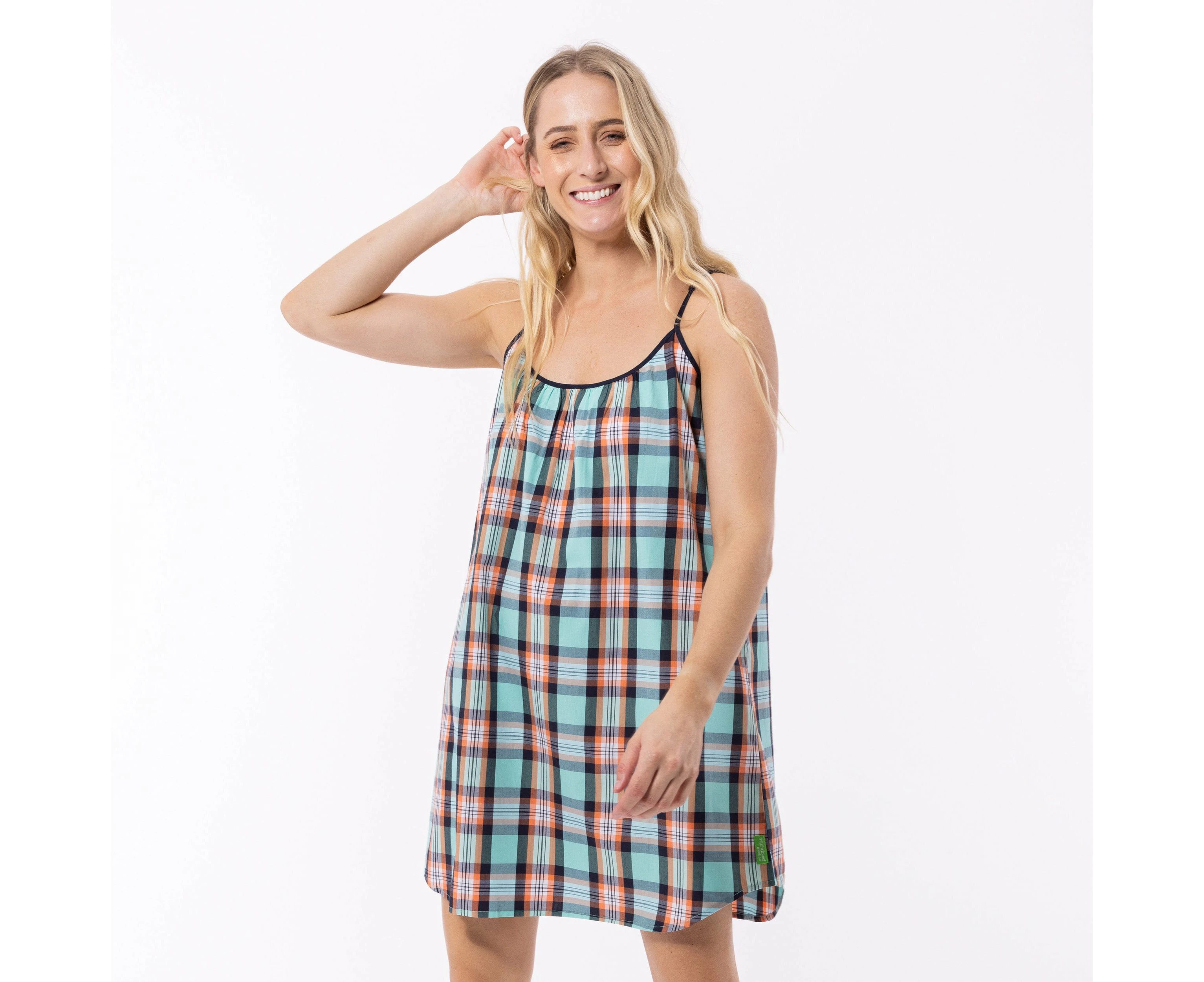 Mitch Dowd - Women's Beachy Check Woven Chemise - Sky Blue