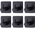 Black Hooks Waterproof 304 Stainless Steel Adhesive Hangers Waterproof for Hanging Kitchen Bathroom Home 6 Packs