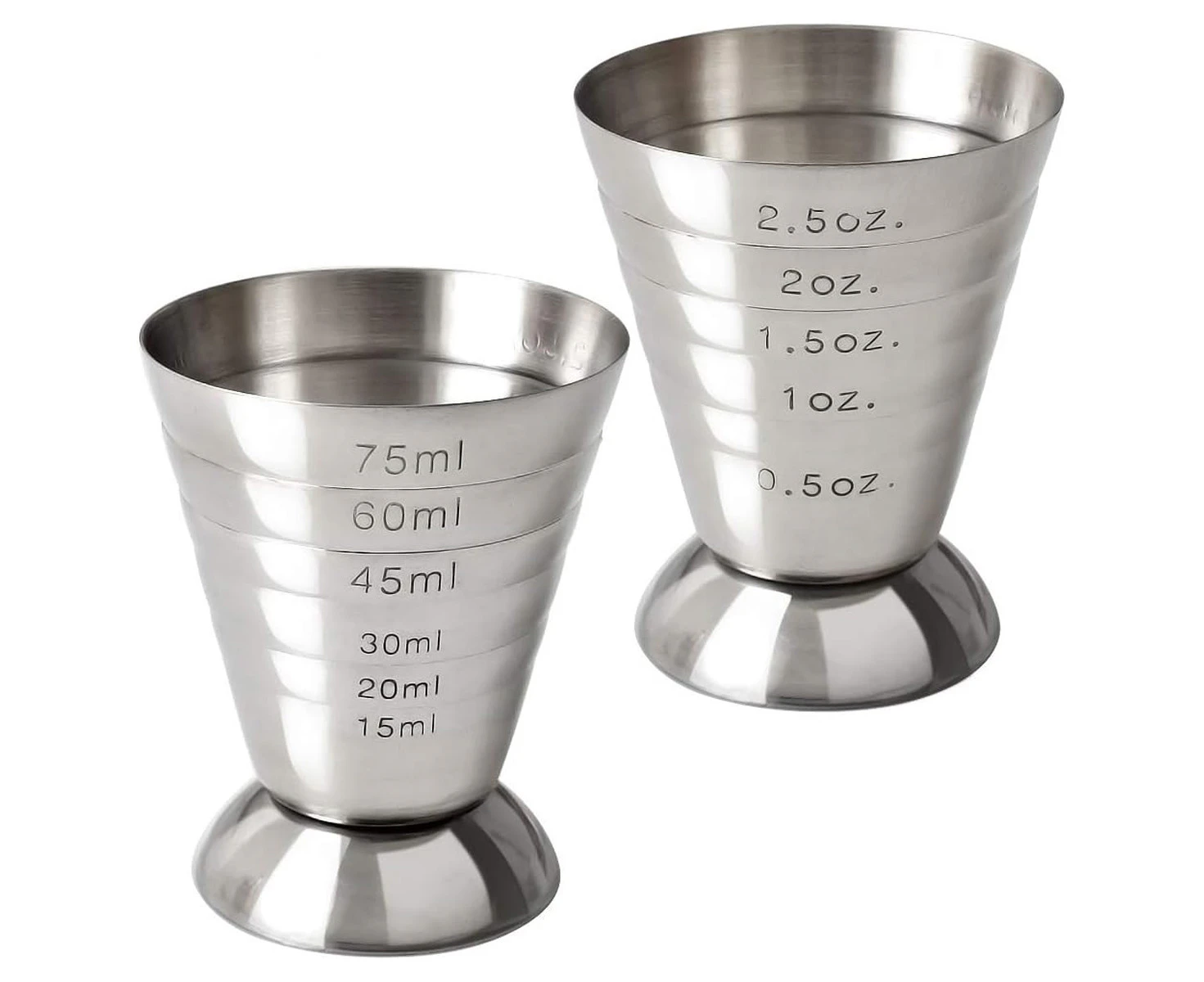 2 Pack Measuring Cup Cocktail Jigger Stainless Steel Jigger For Liquid Or Dry Mini Espresso Shot Glass Up