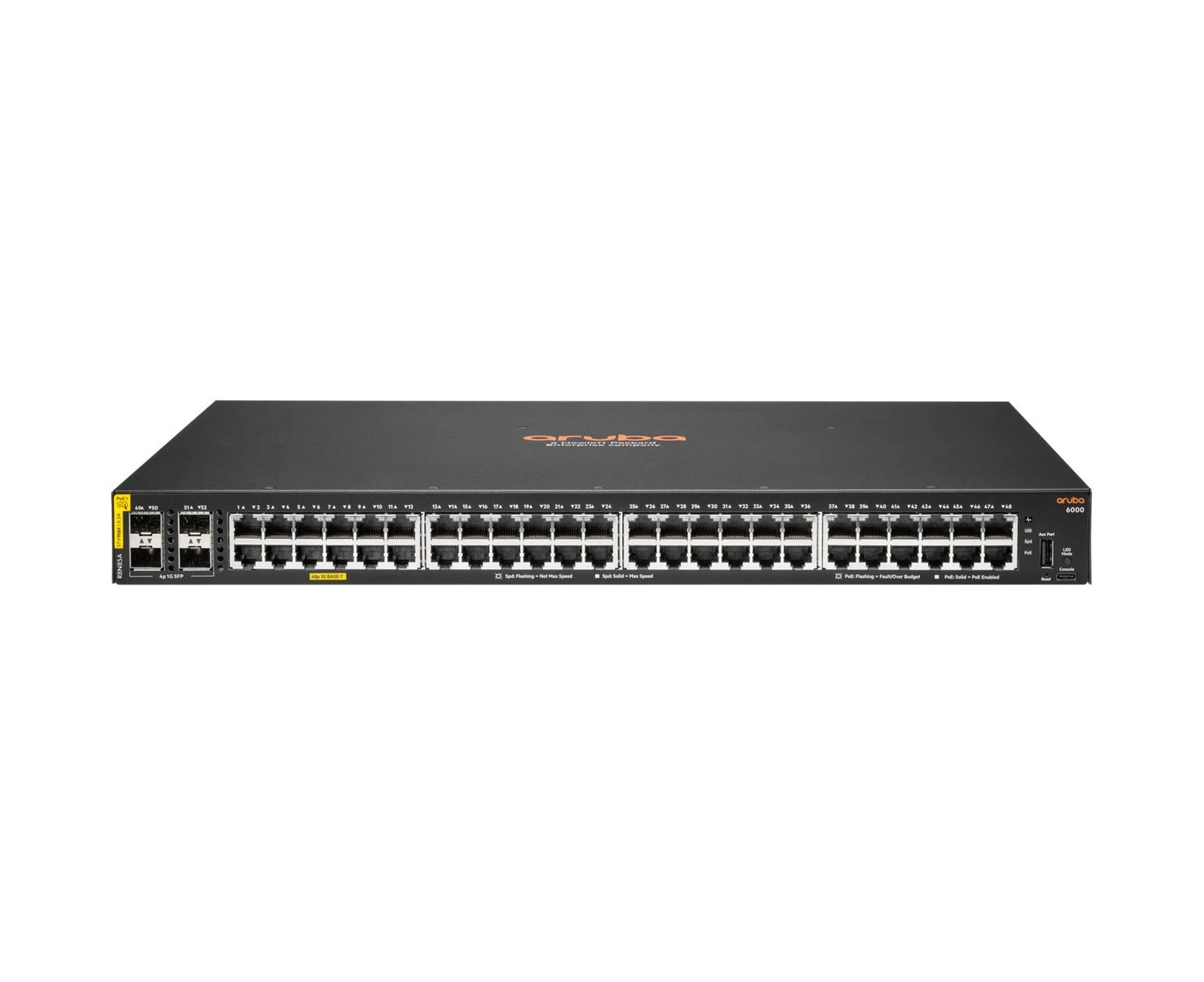 Aruba CX 6000 48 Ports Manageable Ethernet Switch - Gigabit Ethernet, 10 Gigabit Ethernet - 10/100/1000Base-T, 10GBase-X - 3 Layer Supported - - 4 -