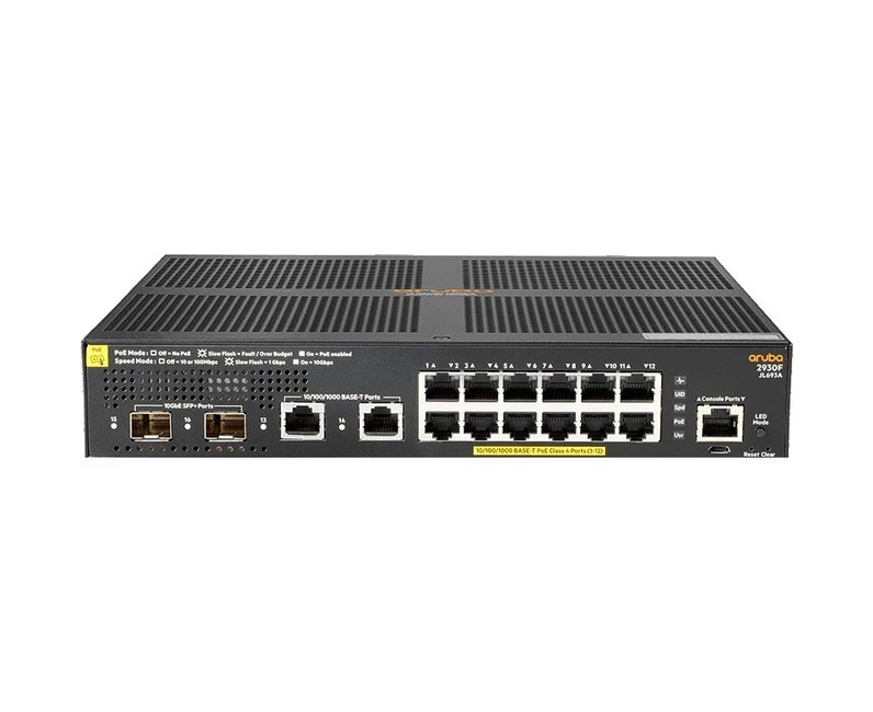 Aruba 2930F 12 Ports Manageable Layer 3 Switch - Gigabit Ethernet, 10 Gigabit Ethernet - 10/100/1000Base-T, 10GBase-X - 3 Layer Supported - Modular -