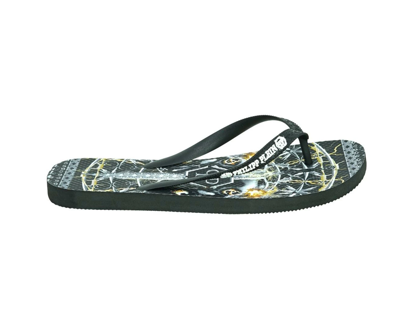 Philipp Plein Mens IMPS901 99 Flip Flops Black