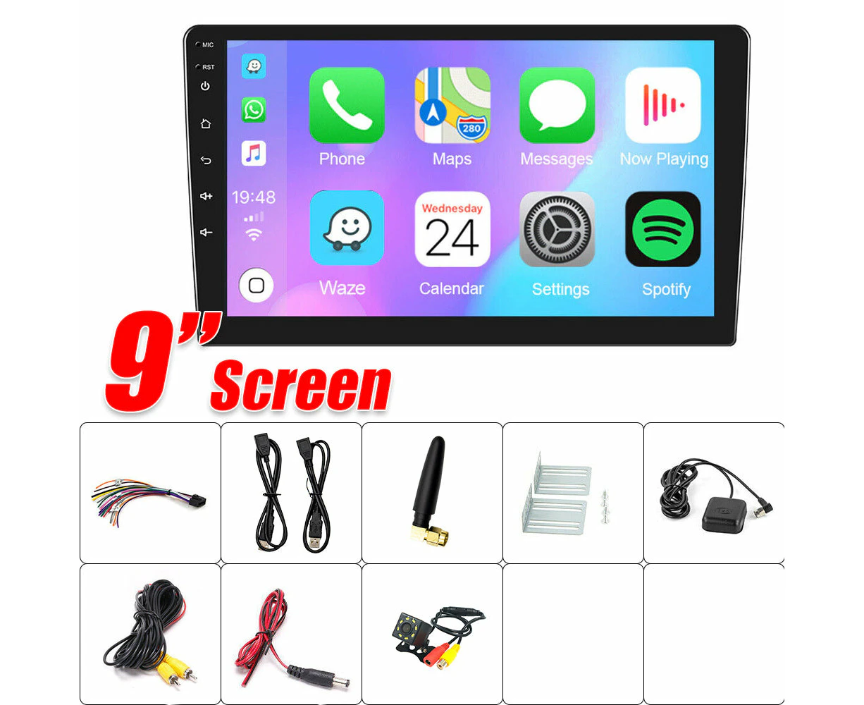 9" Car Radio 2 DIN GPS FM RDS WIFI w/ Rear Camera For Android Auto IOS CarPlay