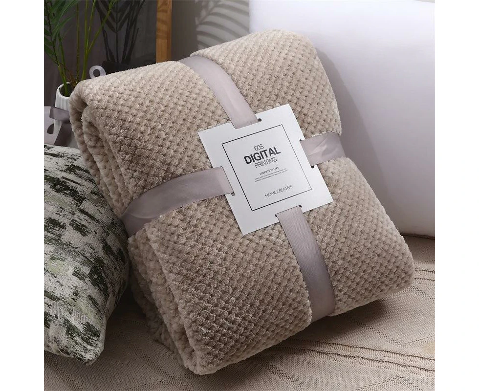 Charcoal 150*200cm Large Fleece Throw Blanket Sofa Bed Soft Warm Cover Luxury Bedspread Popcorn