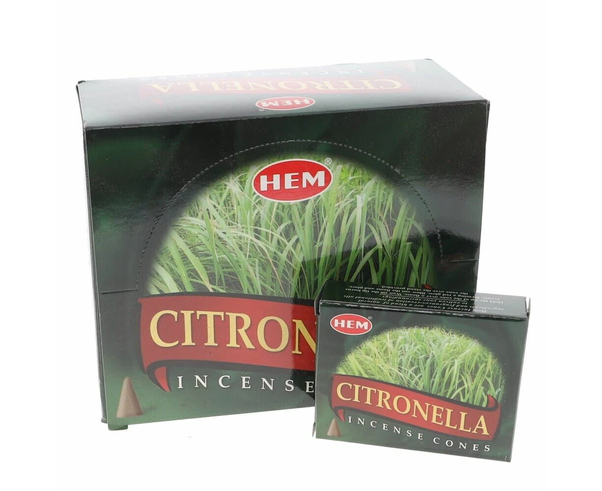 120x HEM Citronella Incense Cones Natural Fragrance Smoke Air Purifier