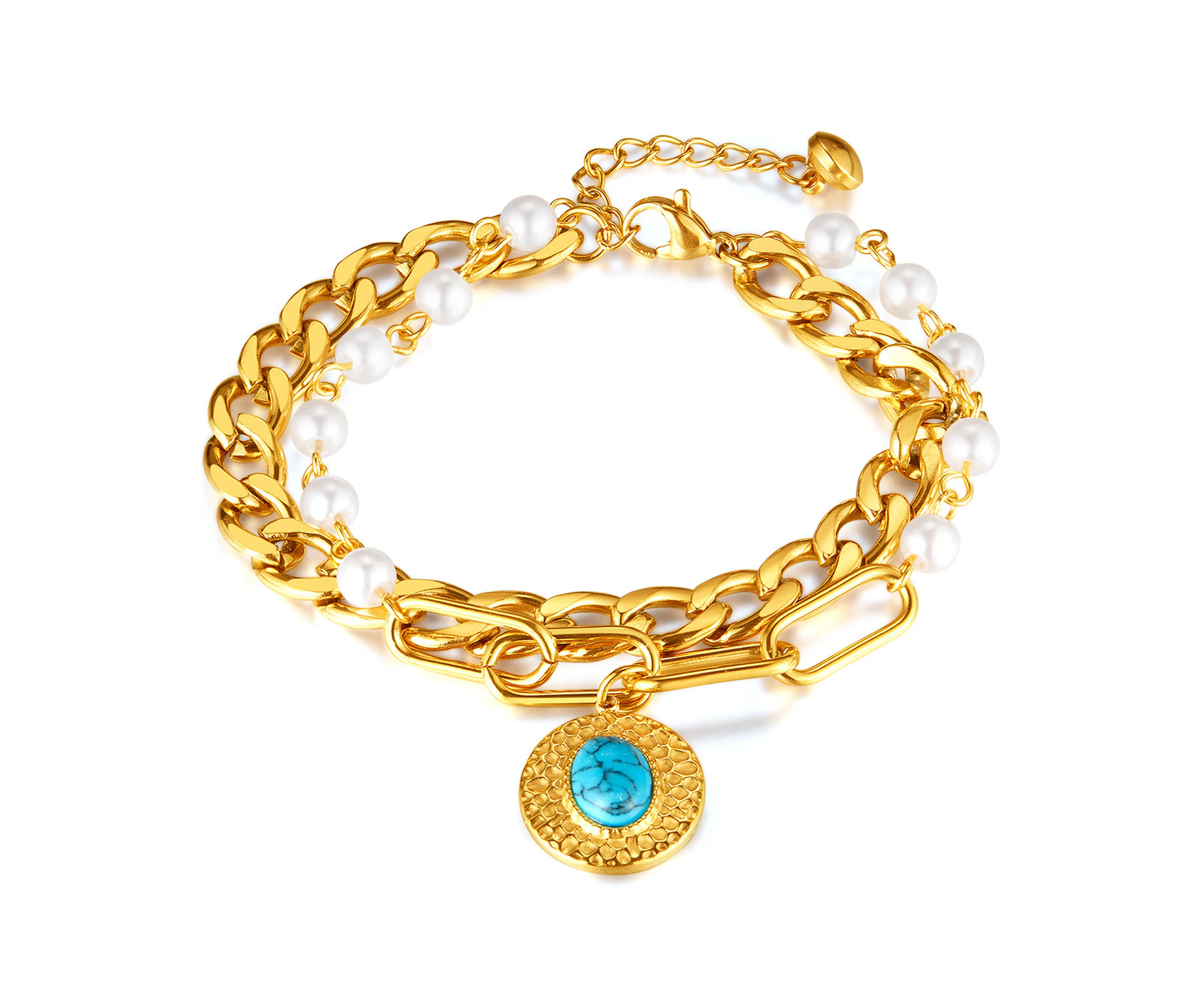 Double Layer Bracelet For Women,Gold Plated Dainty Chain Simple Jewelry Minimalist For Her-Gold